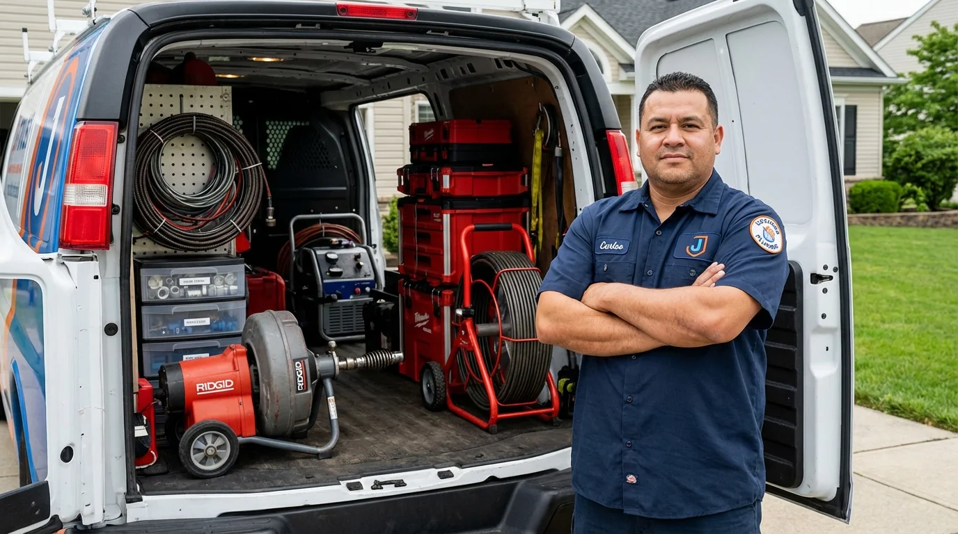 Professional drain cleaning equipment and Johns Plumbing LLC plumber in Constantine