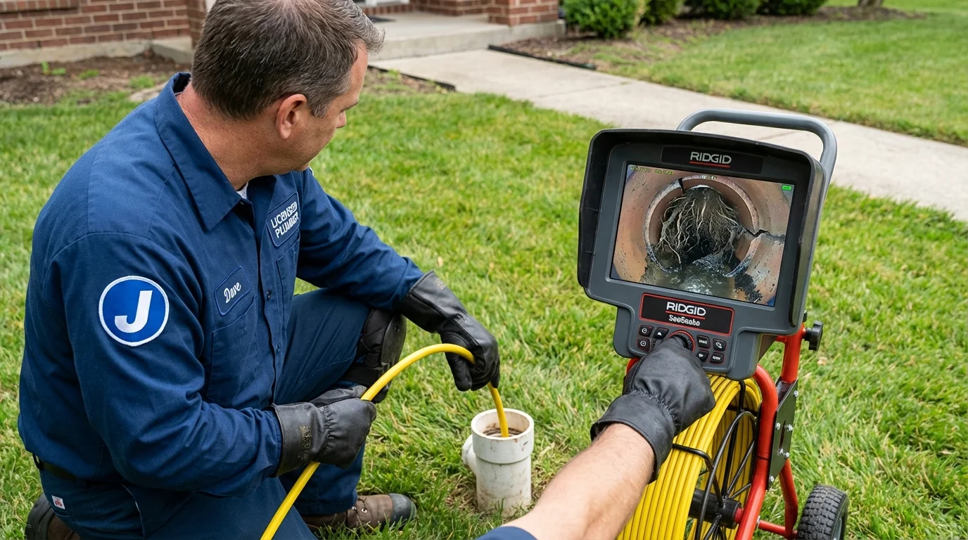 Sewer camera inspection being performed by Johns Plumbing LLC in Constantine