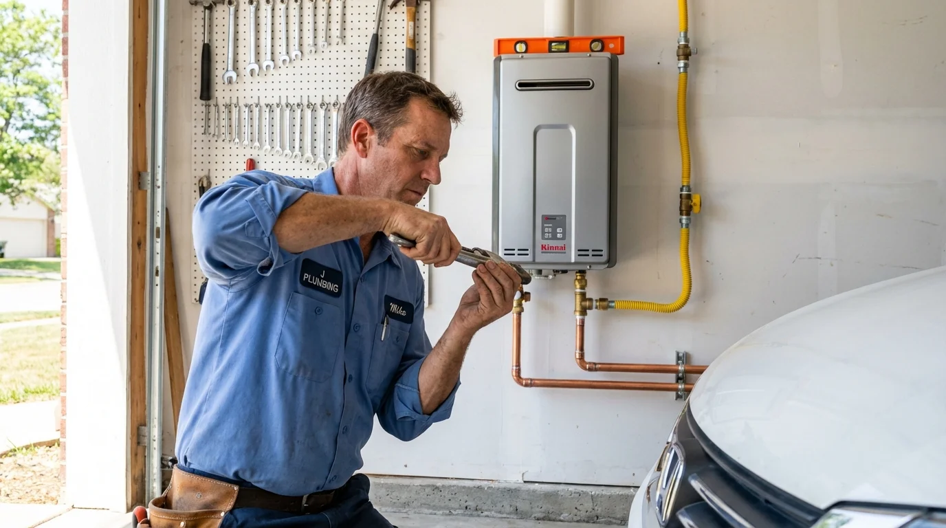 Tankless water heater installation by a Johns Plumbing LLC plumber in Constantine
